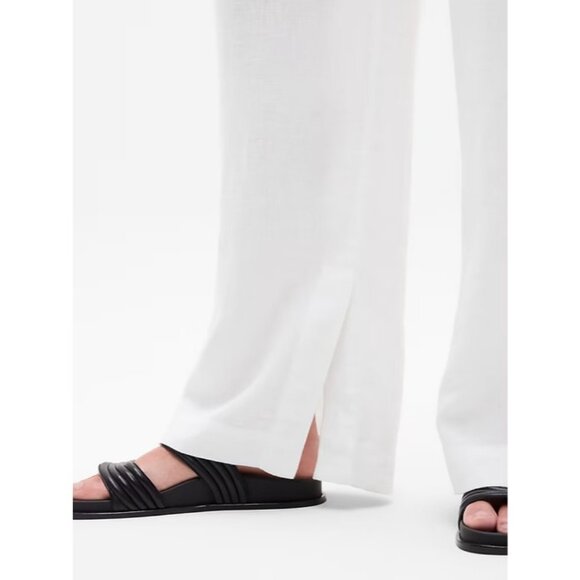 Athleta 14 Retreat Linen Wide Leg Pant Size 14 Regular Calla Lily White - Picture 3 of 6